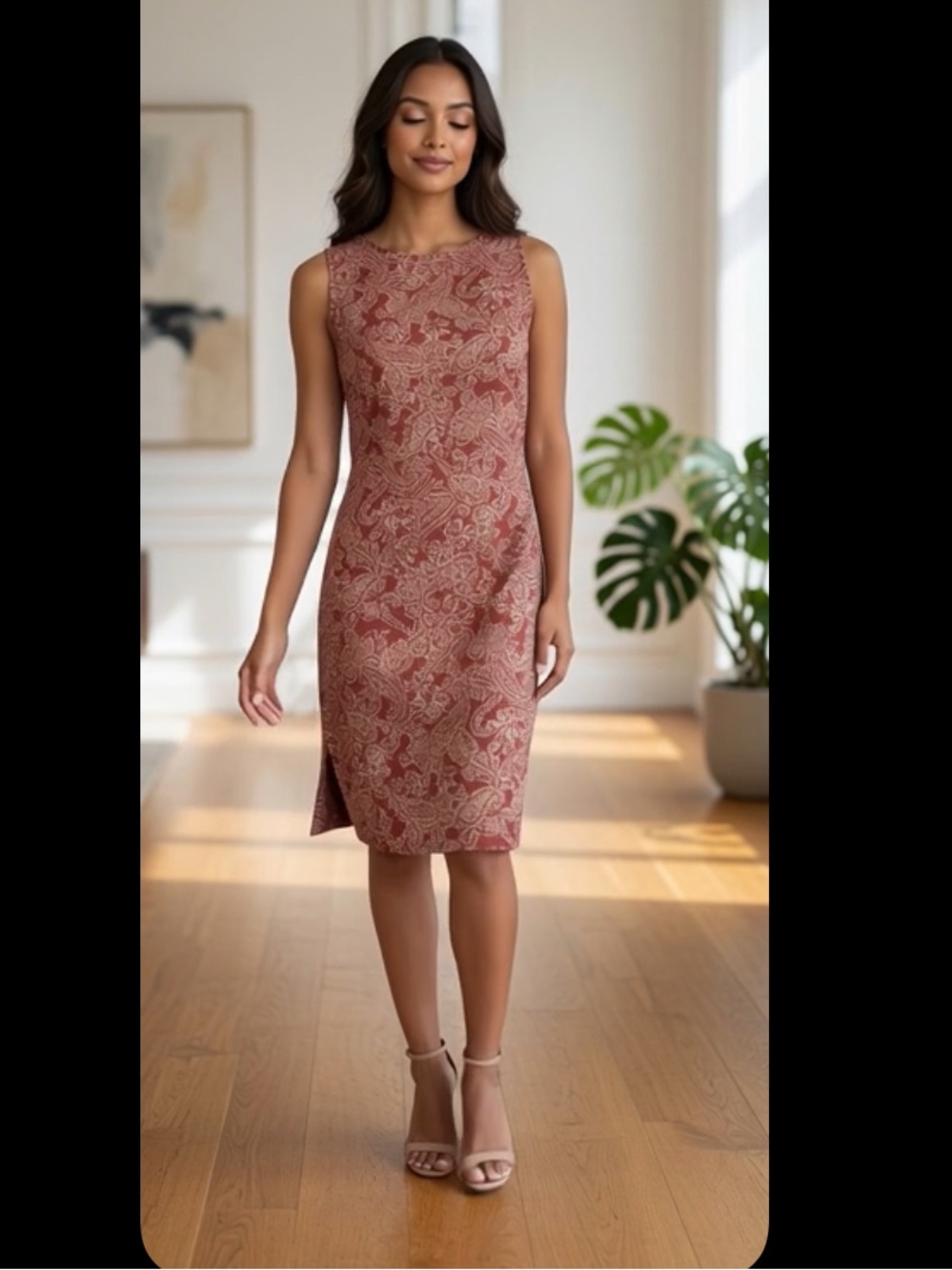 Eddie Bauer Dress Paisley Print Texture material no sleeves Size XXL